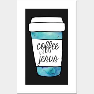 Coffee and Jesus Teal Mug Posters and Art